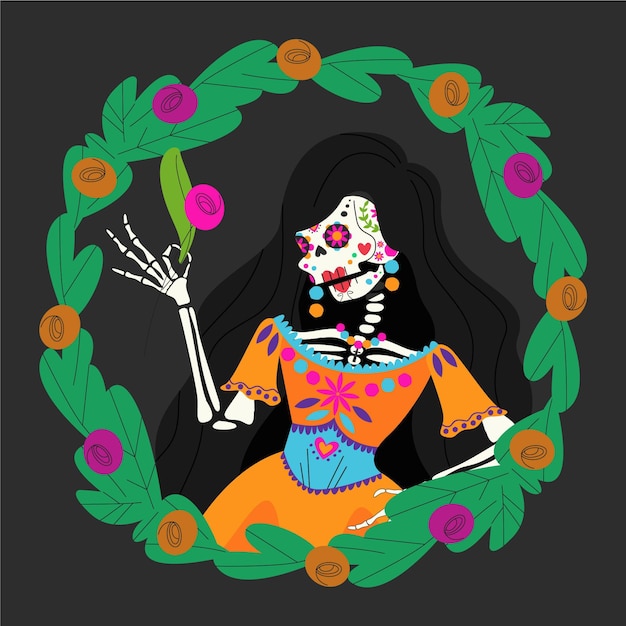 Free vector hand drawn dia de muertos illustration