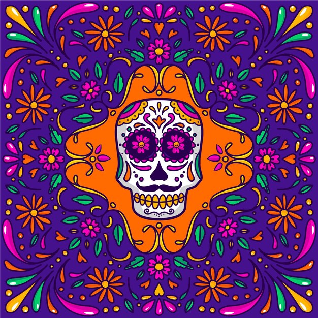 Hand drawn dia de muertos illustration