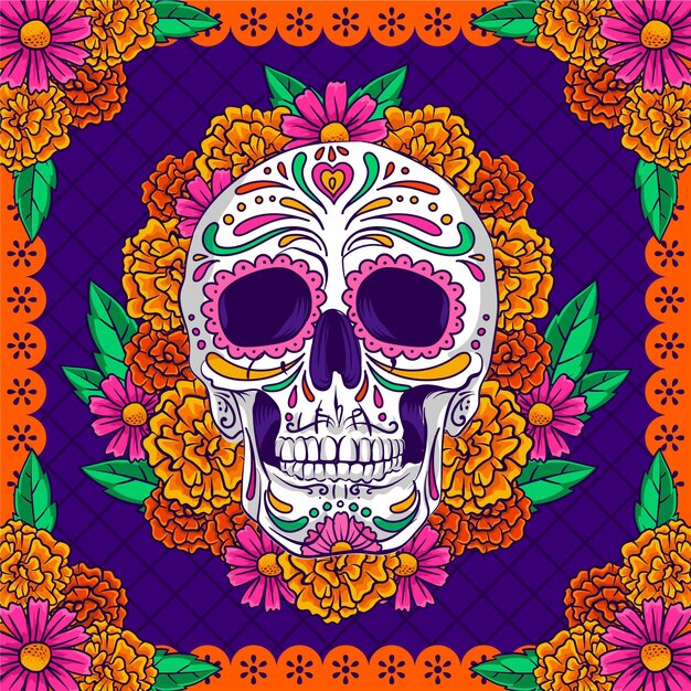 Hand drawn dia de muertos illustration