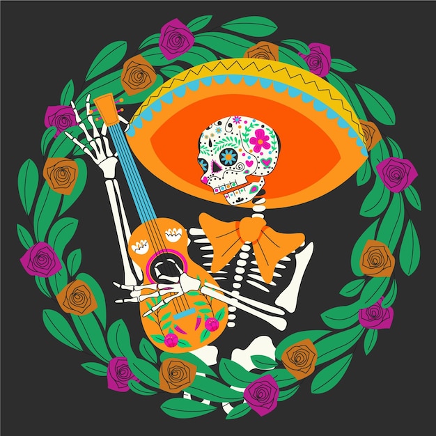 Hand drawn dia de muertos illustrationn