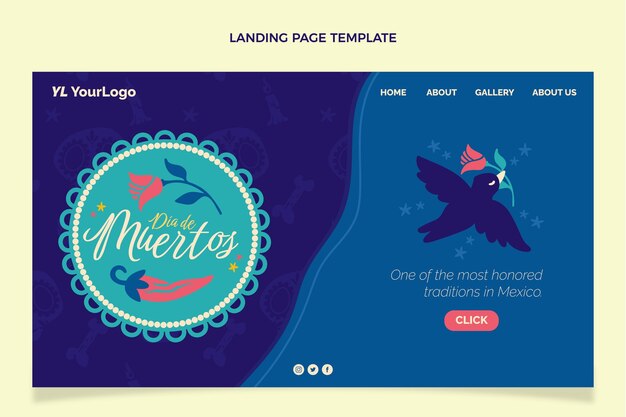 Hand drawn dia de muertos landing page template