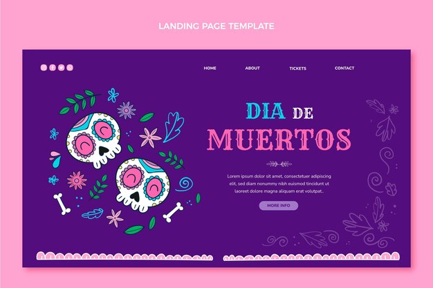 Hand drawn dia de muertos landing page template