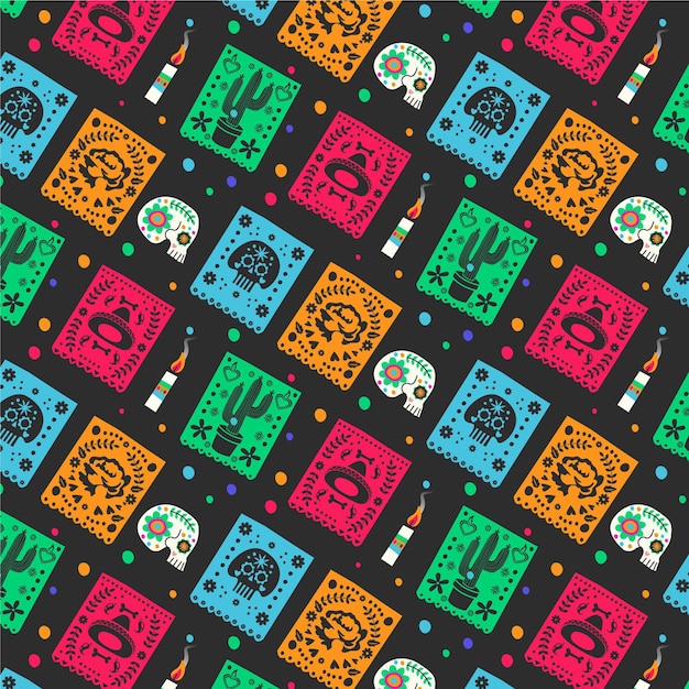 Hand drawn dia de muertos pattern design