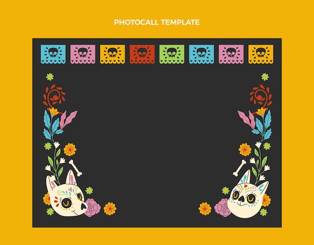 Free Vector hand drawn dia de muertos photocall template