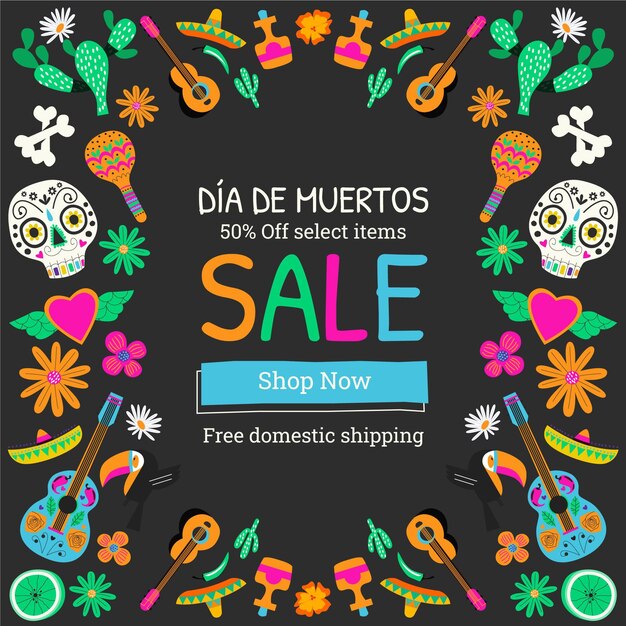 Hand drawn dia de muertos sale illustration