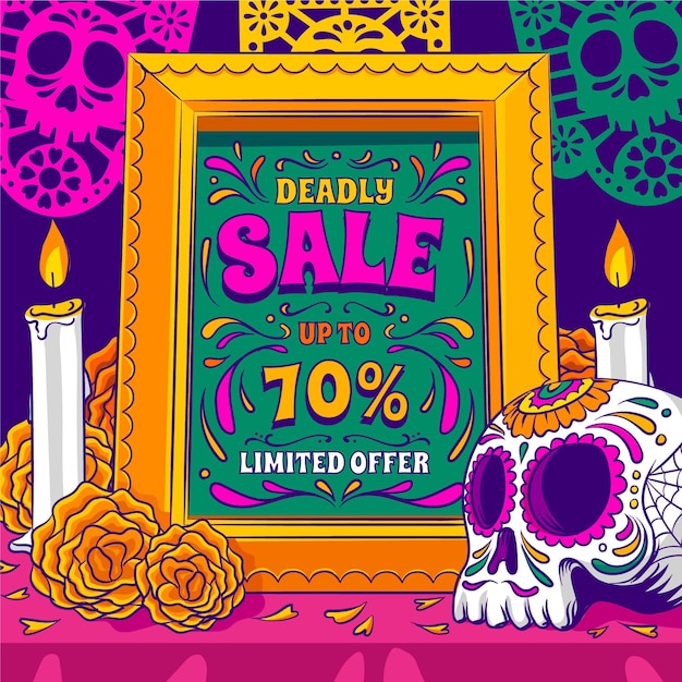 Free vector hand drawn dia de muertos sale illustration