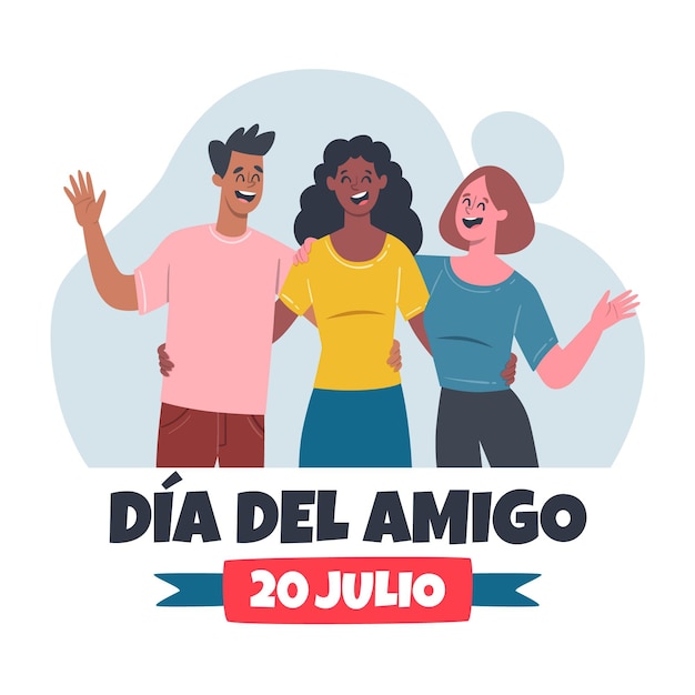 Hand drawn dia del amigo - 20 de julio illustration