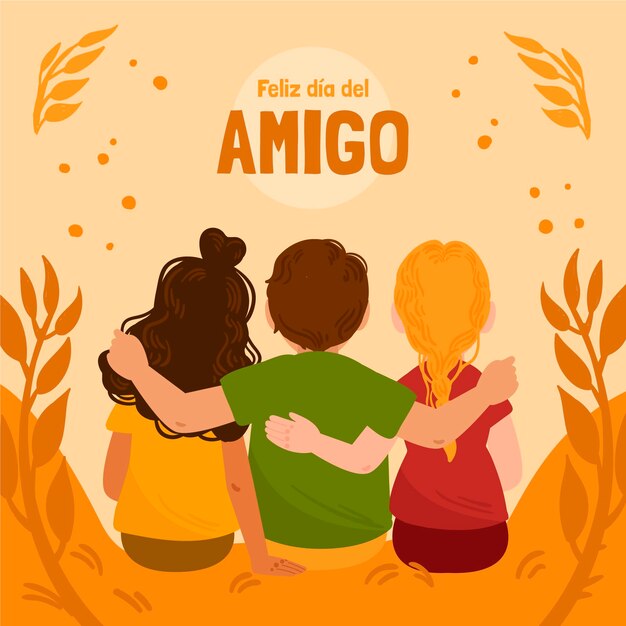 Hand drawn dia del amigo - 20 de julio illustration