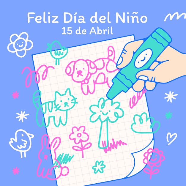 Hand drawn dia del nino illustration