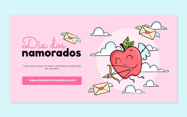 Hand drawn dia dos namorados social media post template