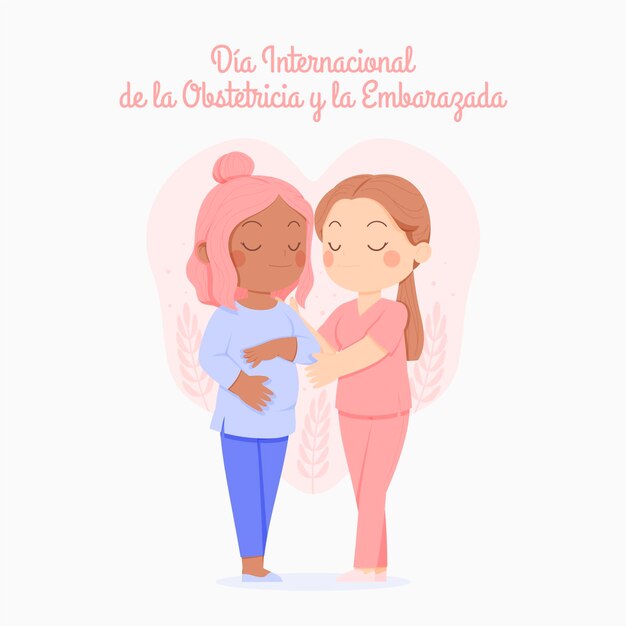 Hand drawn dia internacional de la obstetricia y la embarazada illustration