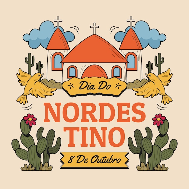 Hand drawn dia do nordestino illustration