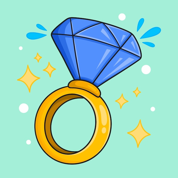 Free Vector hand drawn diamond ring cartoon illustration