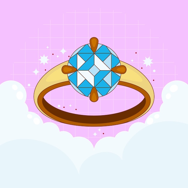 Free Vector hand drawn diamond ring cartoon illustration