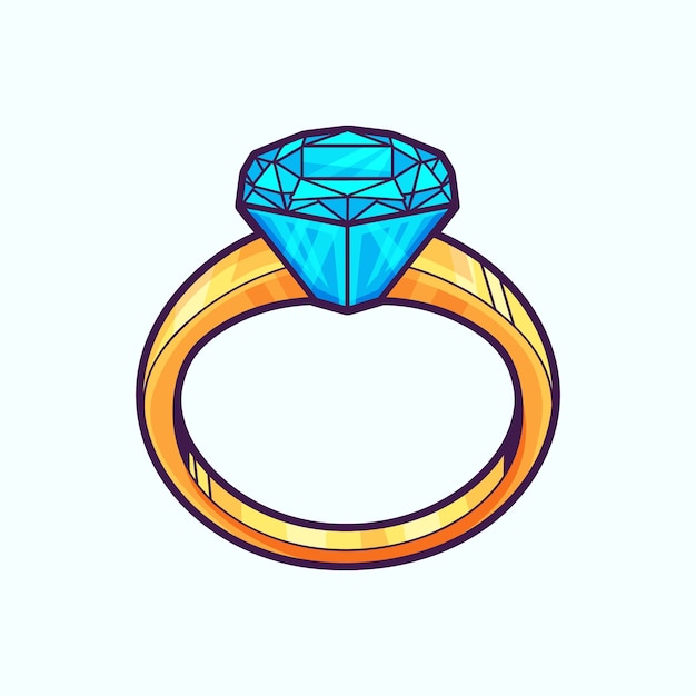 Hand drawn diamond ring cartoon illustration