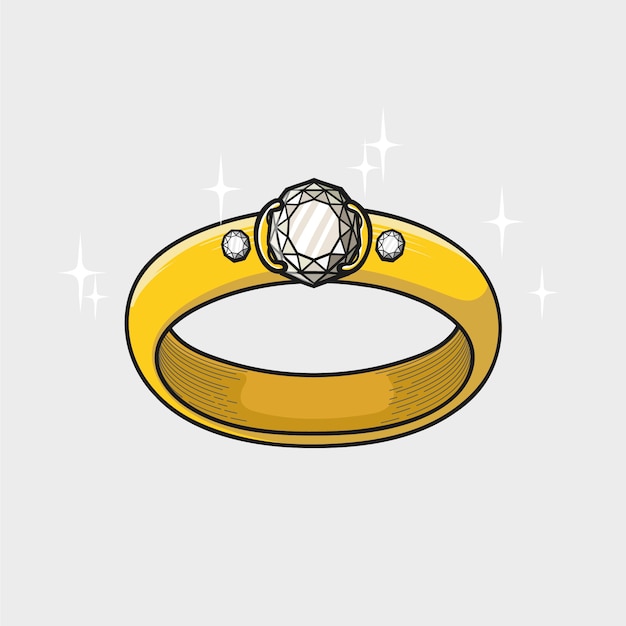 Free Vector hand drawn diamond ring cartoon illustration