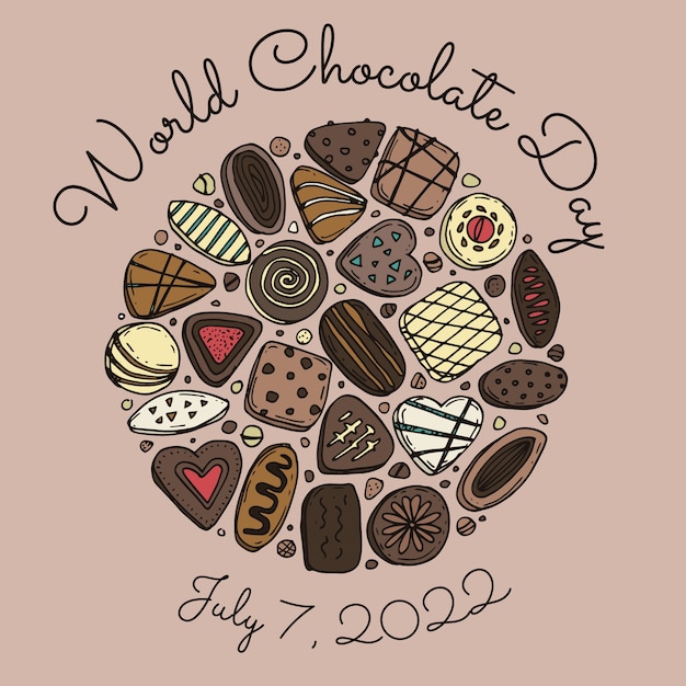 Free Vector hand drawn different chocolate desserts illustration