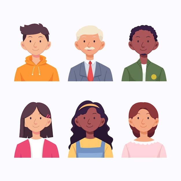 Hand drawn different people icons pack