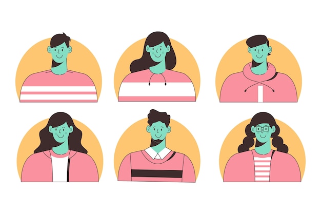 Hand drawn different profile icons illustrated