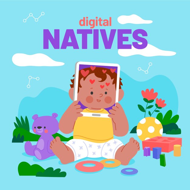 Hand drawn  digital natives illustration