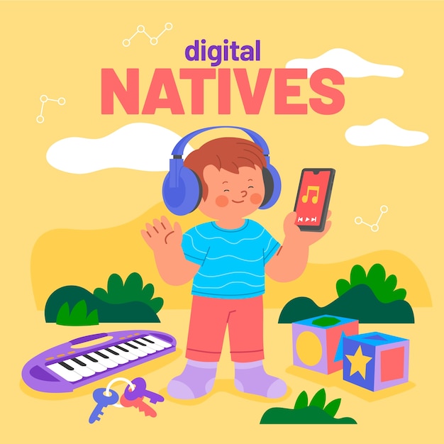 Free Vector hand drawn  digital natives illustration