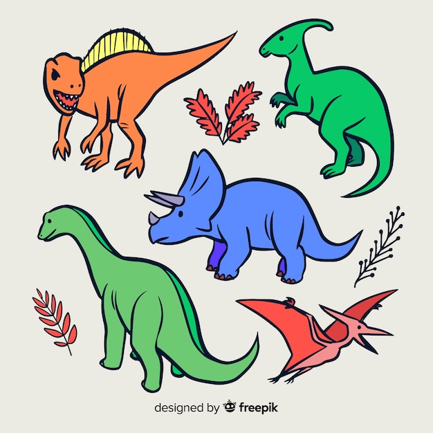 Hand drawn dinosaur collection