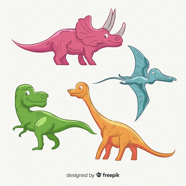 Hand drawn dinosaur collection