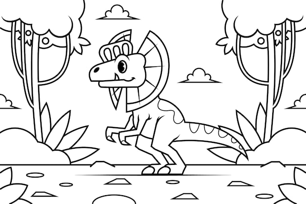 Free vector hand drawn dinosaur coloring book illustration