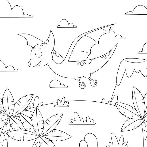 Free Vector hand drawn dinosaur coloring book illustration