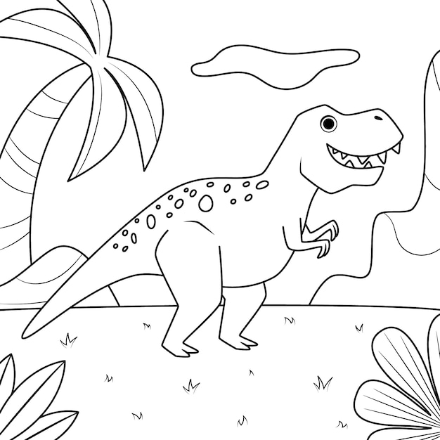 Free vector hand drawn dinosaur coloring book illustration