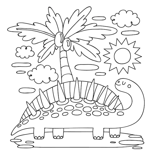 Free vector hand drawn dinosaur coloring book illustration