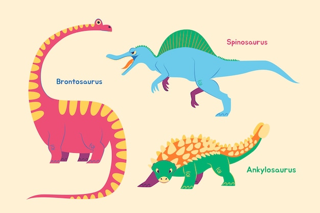 Free Vector hand drawn dinosaur names element collection