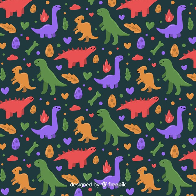 Hand drawn dinosaur pattern