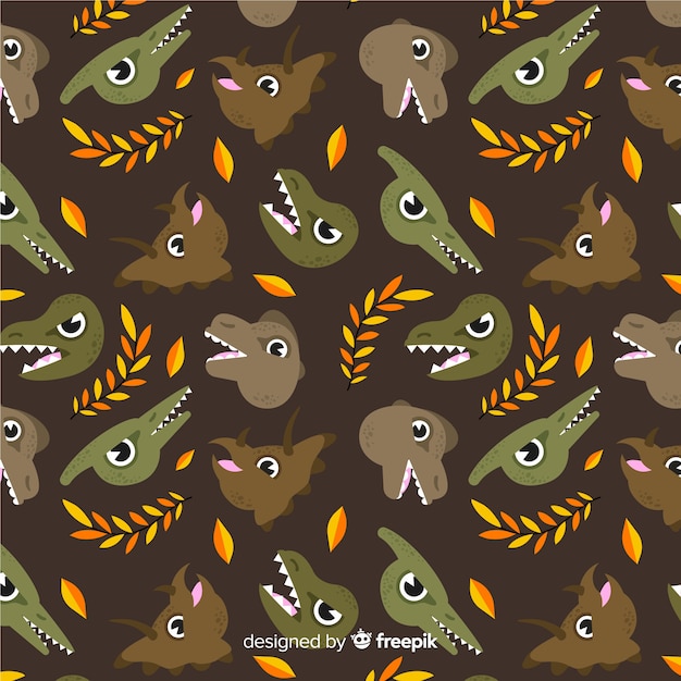 Free Vector hand drawn dinosaur pattern 