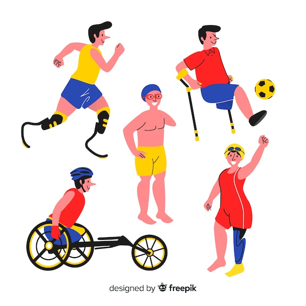 Free Vector hand drawn disabled athlete collection