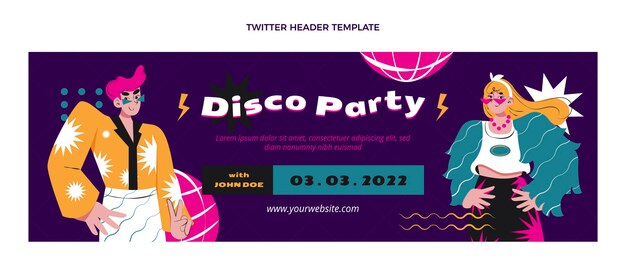 Hand drawn disco party twitter header