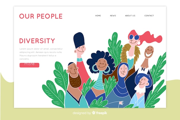 Free Vector hand drawn diversity concept landing page