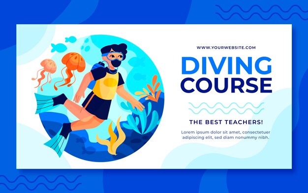 Hand drawn diving course facebook post