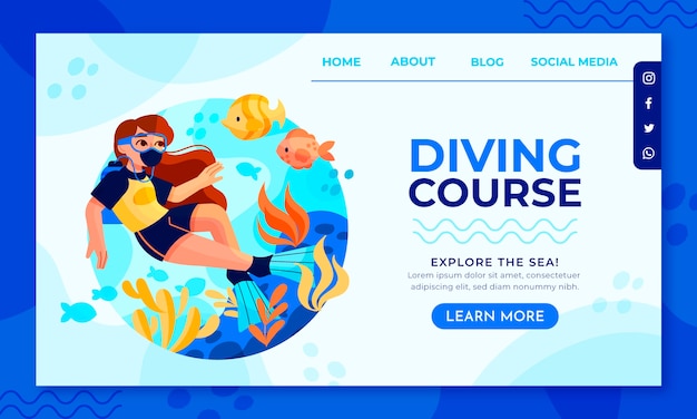 Hand drawn diving course landing page