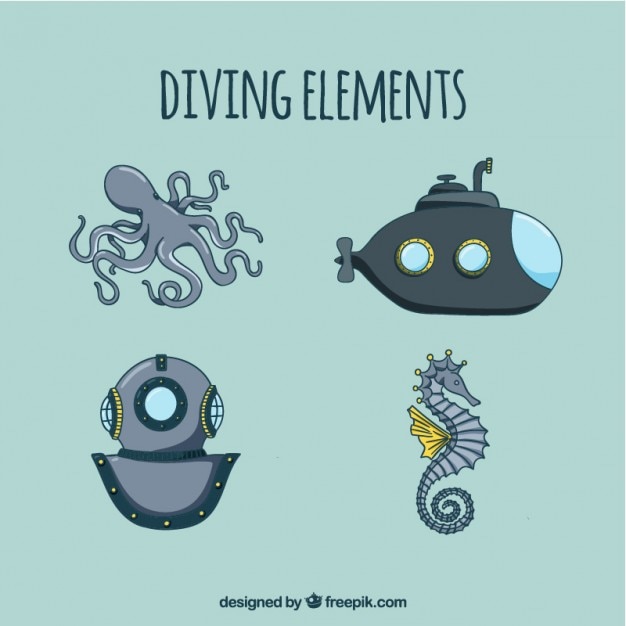 Free vector hand drawn diving elements