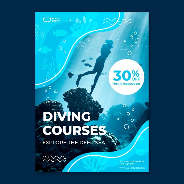 Hand drawn diving  template design