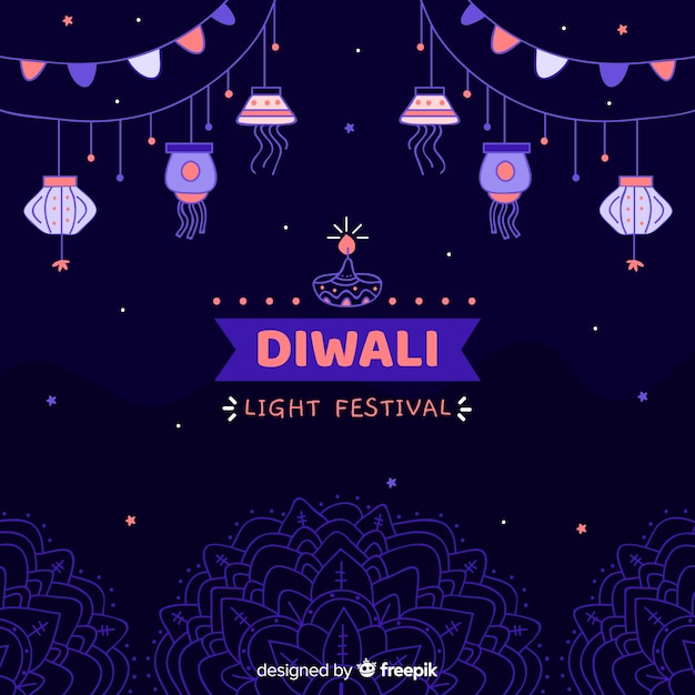 Hand drawn diwali background