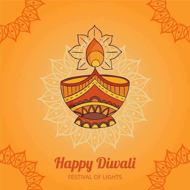 Hand drawn diwali concept