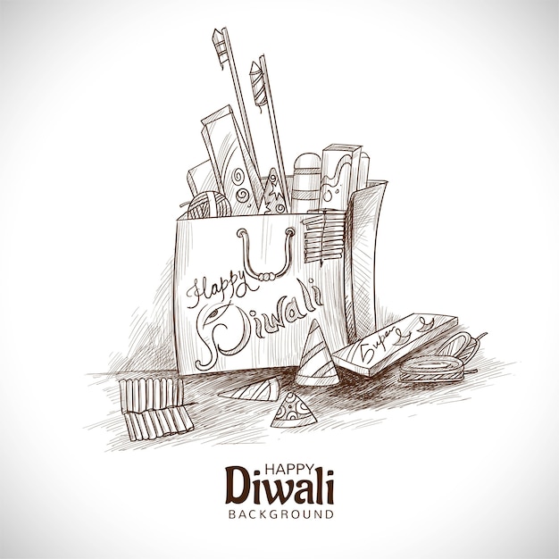 Hand Drawn diwali crackers sketch