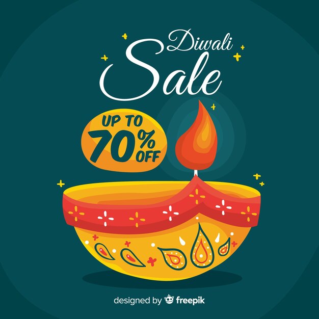 Hand drawn diwali sale banner