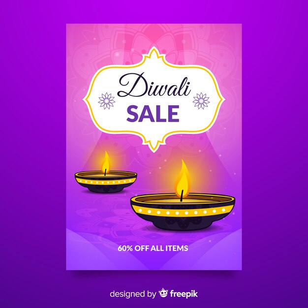 Hand drawn diwali sale flyer template