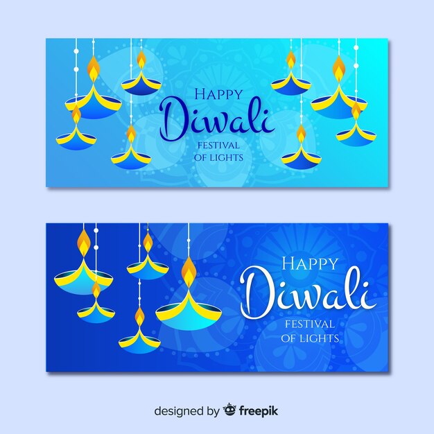 Hand drawn diwali web banners