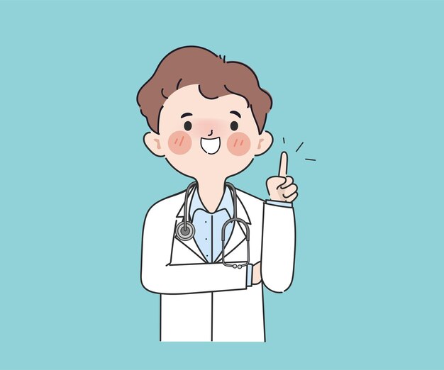 Hand drawn doctor answer the questions clipart gesture character