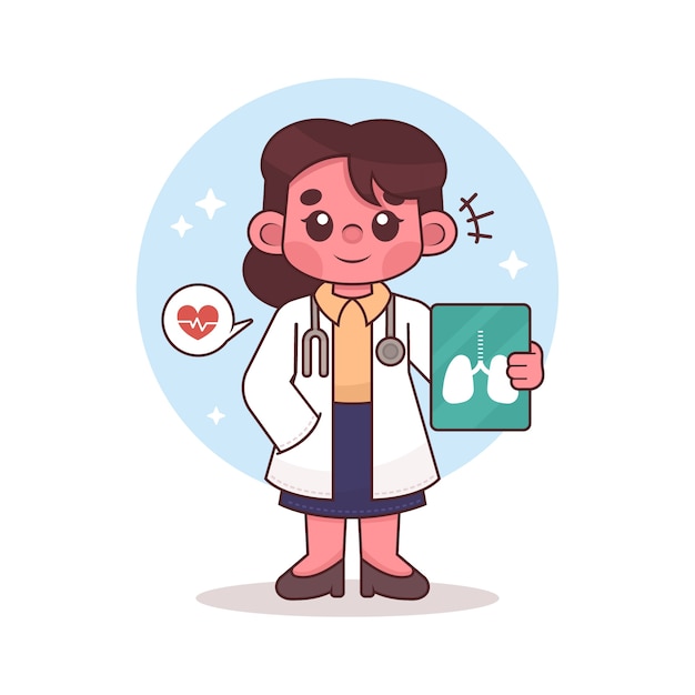 Hand drawn doctor cartoon illustration