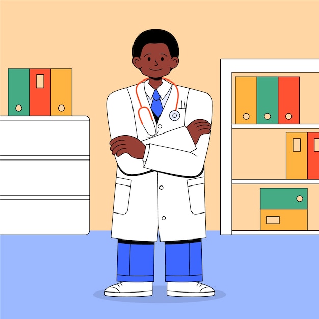 Free Vector hand drawn doctor cartoon illustration